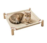 Genérico Raised Cat Hammock Bed - Wooden Canvas Pet Cot | Indoor Outdoor | Raised wood and canvas cat bed Moisture resistant for indoor and outdoor use