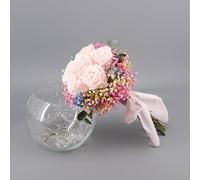 Genérico Ramo de Novia Preservado, Rosas y paniculata 20 x 15 x 10 cm, Artesanía Española (Blanco)