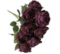 Genérico Ramos De Rosas Artificiales Francesas, Rosas Multicolores, Decoración para Bodas, No Requieren Mantenimiento, Listos para Usar Nada Más Sacarlos De La Caja (Autumn Purple)