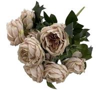 Genérico Ramos De Rosas Artificiales Francesas, Rosas Multicolores, Decoración para Bodas, No Requieren Mantenimiento, Listos para Usar Nada Más Sacarlos De La Caja (Light Khaki)