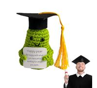 Genérico Rana con Tarjeta De Afirmación - 9x6 A 9x7 Cm | Muñeco De Rana Tejido | Juguete De Ganchillo Lindo Y Positivo | Peluche Apoyo Emocional para Graduación