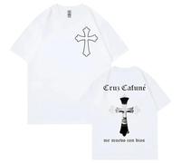 Genérico Rapador Cruz Cafune Camiseta con Estampado de Doble Cara Men Mujeres Fashion Hip Hop Camisetas de Manga Corta Summer Informal (B S)