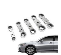 Genérico Ratchet Wrench Set | 5 Pieces Double Drive Flex Head Pocket Ratchet - 180 Degree Foldable Tool, 3/4 Inch Home Improvement Spanners | Retractable Spanner For Construction Repair Tight Space