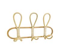 Generico Rattan Hanger Rack, Wall Storage Hooks, Garments Organizer Rack, Key Hook Rack, Wall Rattan Hanger Rack with 3 Hooks Stylish Rattan Hooks Wall Storage Rack for Hats, Bags, Towels, and Keys