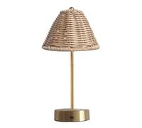 Genérico Rattan Lamp - 13.4 Inch Vintage USB Rechargeable Light | 3 Level Dimming Portable Table Lamp, Battery Operated Desk Light for Bedroom Study, Dorm Crafting and Art Drawing Night