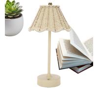 Genérico Rattan Table Lamp, 120-Lumen Rechargeable Dimmable Desk Light | Wireless Bedside Lamp with Artificial Rattan Design for Reading, Nightstand, Living Room, Office and Kitchen