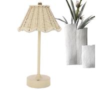 Genérico Rattan Table Lamp - Woven Light, Decorative Desk Lighting for Living Room Reading, Wireless Lamp with Rechargeable Dimming, Home Decor, Bedside Lantern for Office and Kitchen