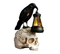 Genérico Raven Skull Figurine, Halloween Crow Statue, Gothic Resin Decor, Solar Light Feature, Indoor Outdoor Use, Home Garden Lawn Porch, 3.15x5.12x6.69 Inches Black 1 Piece