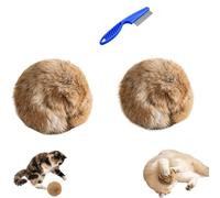 Genérico Real Rabbit Fur Cat Toys with Built-in Catnip, 3-Pack 4-Inch Soft Interactive Furry Ball for Small Cats & Kittens, Natural Fur Ball Pet Toy for Chasing Games - Washable (2pcs)