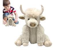 Genérico Realista De Highland - Plush Toy Doll, Animal De Granja De 10 Pulgadas | Brown Sound Plush Cattle para Comodidad A La Hora De Acostarse, Un Animal Relleno Amigable para Adultos para Adultos