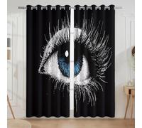 Genérico Realista Primer Plano Pestañas Ojo Cortinas para Dormitorio - Aislantes Frío y Calor Cortinas Insonorizante con Ojales, Negro, 200An x 260Al cm (2 Paneles)