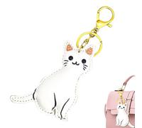 Genérico Realistic Cat Keyring - Pu Leather Bag Charm | Portable Cat Keychain for Men Women, Animal Charm with Cute Cats Design, Bag Accessory, Cats Keyrings for Tote Pouch Backpack Wallet Use
