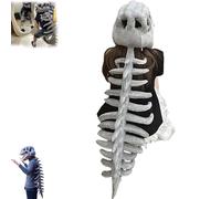 Genérico Realistic Dinosaur Skeleton Costume Set, Halloween Dinosaur Costume for Adult & Kids, Dino Skull Headpiece and Spine Cosplay (L-45.28in)