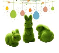 Generico Realistic Moss Bunny Decor - Green Flocked Easter Rabbit Ornament for Desktop & Bookshelf, Faux Moss Animal Sculpture for Home Decor, Garden Planter & Yard Aesthetic