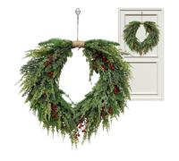 Genérico Realistic Rustic Pine Needles Decoration Christmas Wreath 23 Inch | Snow Winter Garland for Farmhouse Window Fireplace Living Room Front Door Wall Porch