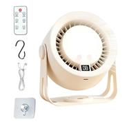 Genérico Rechargeable Desk Fan With Light - PP 16x14.5cm 470g Remote Control USB Charging Silent Night Lamp Fan Combo - Multi Speed Wall Hanging Design - Bedroom Dorm Kitchen Cooling Tool