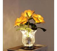Genérico Rechargeable LED Color Changing Flower Light, Cordless Touch Control Artificial Roses Night Light with Glass Vase, Flower Lamp for Valentine's Day Festival Party Date Home Decor
