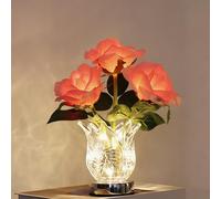 Genérico Rechargeable LED Color Changing Flower Light, Cordless Touch Control Artificial Roses Night Light with Glass Vase, Flower Lamp for Valentine's Day Festival Party Date Home Decor