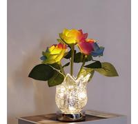 Genérico Rechargeable LED Color Changing Flower Light, Cordless Touch Control Artificial Roses Night Light with Glass Vase, Flower Lamp for Valentine's Day Festival Party Date Home Decor