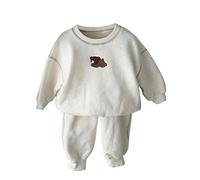 Genérico Recién Nacido Bebé Niñas Niños Otoño Oso Algodón Manga Larga Pantalones Largos Sudadera Con Capucha Pantalones Deportivos Conjunto Trajes Ropa (White, 18-24 Months)