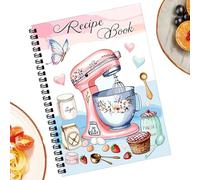 Genérico Recipe Notebook-Spiral Bound Cooking Journal, 100 Sheets Blank Recipe Organizer, Handwritten Culinary Planner, DIY Family Cookbook, Wipe-Clean Cover, Baking Activity Tracker | For Beginners