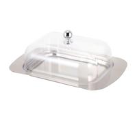Genérico Recipiente con Tapa Transparente de Acero Inoxidable para Mantequilla Diseño Moderno y Funcional Conserva el Sabor Original para Eventos y Fiestas
