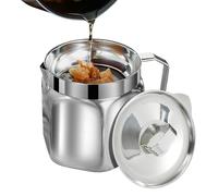 Genérico Recipiente para Grasa de Bacon, Tarro De Acero Inoxidable, 1,5 Litros, Bote para Grasa de Tocino con Filtro, Para Salsas Vinagre Verduras Fritura Marinado Conservacion De Alimentos