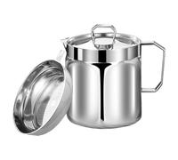 Genérico Recipiente Para Grasa De Cocina - Acero Inoxidable 1.5 Litros Con Asa - Bote para Grasa de Tocino con Filtro,Para Freír, Marinar, Conservación De Alimentos, Salsa, Vinagre, Verduras Y