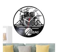 Generico Record Clock - 29,5 x 29,5 cm Drums Set Clock For Wall | Stylish Addition Gift For Musical Lovers, Home Decoration Peaceful Ambiance For Music Party Favors Decor, Music Decorations
