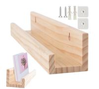 Genérico Record Display Wall Mount, Wooden Vinyl Holder Floating Shelf, 30x6x5cm Wall Mounted Album Rack, Music Collection Storage Organizer, Study Room Music Classroom Decor for Albums