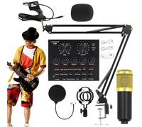 Genérico Recording Sets, Recording Microphone Set, Professional Live Streaming Equipment, User Friendly Live Streaming Kit, Recording Studio Supplies for Anchors, Singers, Black, Gold