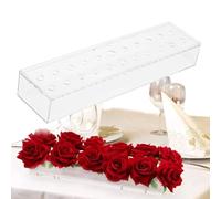 Generico Rectangular Acrylic Vases, Rectangle Vase for Flowers, Modern Clear Flower Vases | Decorative Clear Rectangle Modern Flowers Holder Vase with 18 Holes | Long Dining Table Decor for Home