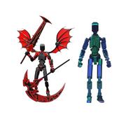 Genérico Red and Black T13 Action Figure Set,Titan 13 Action Figures with Weapons,Titan Lucky 13 Actions Figure 3D Printed Multi-Jointed Movable Toy