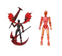 Genérico Red and Black T13 Action Figure Set,Titan 13 Action Figures with Weapons,Titan Lucky 13 Actions Figure 3D Printed Multi-Jointed Movable Toy