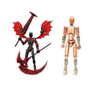 Genérico Red and Black T13 Action Figure Set,Titan 13 Action Figures with Weapons,Titan Lucky 13 Actions Figure 3D Printed Multi-Jointed Movable Toy