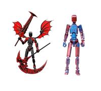 Genérico Red and Black T13 Action Figure Set,Titan 13 Action Figures with Weapons,Titan Lucky 13 Actions Figure 3D Printed Multi-Jointed Movable Toy