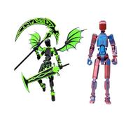 Genérico Red and Black T13 Action Figure Set,Titan 13 Action Figures with Weapons,Titan Lucky 13 Actions Figure 3D Printed Multi-Jointed Movable Toy