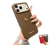 Genérico Red Bottom 3D Gold Lucky Horse Phone Case, Chinese New Year 2026 Lunar New Year of The Horse Case for iPhone 14/15/16/17 Pro MAX (Brown,For 17)