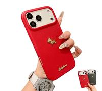 Genérico Red Bottom 3D Gold Lucky Horse Phone Case, Chinese New Year 2026 Lunar New Year of The Horse Case for iPhone 14/15/16/17 Pro MAX (Red,For 17 Pro MAX)