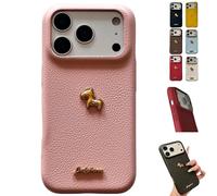 Genérico Red Bottom 3D Gold Lucky Horse Phone Case,Year of The Horse Reds Phone Case,2026 New Year Pony Mobile Protective Cover for iPhone 14/15/16/17 Pro MAX (Pink, for 15)