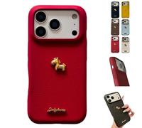 Genérico Red Bottom 3D Gold Lucky Horse Phone Case,Year of The Horse Reds Phone Case,2026 New Year Pony Mobile Protective Cover for iPhone 14/15/16/17 Pro MAX (Red, for 15 Pro)