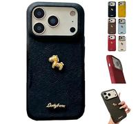 Genérico Red Bottom 3D Gold Lucky Horse Phone Case,Year of The Horse Reds Phone Case,2026 New Year Pony Mobile Protective Cover for iPhone 14/15/16/17 Pro MAX (Black, for 14 Pro MAX)