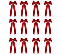 Genérico Red Bows - 12 Piece Ribbon Topper with Clip - Tree-Topper Elegance Present Christmas Tree Bows Velvet | Easy Installation For Kitchen Outdoor Farmhouse Wall Indoor Crafts Women Men
