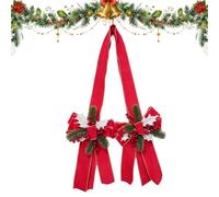 Genérico Red Christmas Bows - 55 Inch Giant with Red Berry Pine Needles | Door Hanger Bows Christmas Decor for Living Room Kitchen Front Door Cabinet Fireplace Party New Year