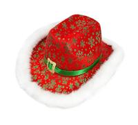 Generico Red Christmas Cowboy,White Trim Festive Western Costume,Christmas We Santa Cowboy Showcases A White Plush Edging Andstern | For New Year's Eve Parties Cosplay Props Masquerade Balls
