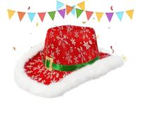 Genérico Red Christmas Cowboy,White Trim Festive Western Costume, Christmas We Santa Cowboy Showcases A White Plush Edging Andstern | For New Year's Eve Parties Cosplay Props Masquerade Balls