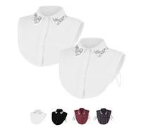 Genérico Red Christmas Plaid Rhinestone Detachable Collar,No More Ugly Sweaters,Detachable Half Shirt,Stylish Dickey Fake Collar (White 2)