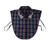 Genérico Red Christmas Plaid Rhinestone Detachable Collar,Women's Classic Fake Collar,Half-Shirt Choker Necklace for Holiday Outfits (Blue)
