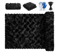 Genérico Red de Camuflaje Negra 2x5m 3x4m 4x5m, Malla de Sombreado Antidesgarro Ocultación, Red de Camuflaje Reforzada para Decoración Jardín, Red Exterior Durable para Caza Camping(12Mx13M)