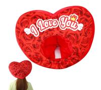 Genérico Red Heart Headgear, Plush Flower Heart Masquerade Cosplay Headwear, Soft Valentine's Hat for Dress Up, Photo Booth Props for Women and Men, 45x30cm/17.72x11.81 inches